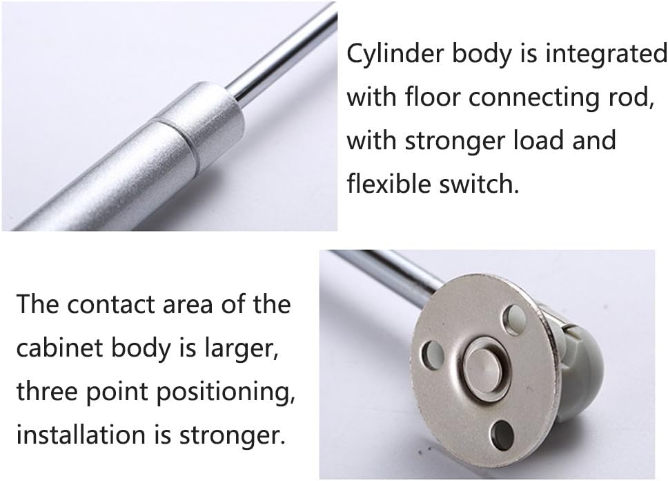 Yarachel Hydraulic Support Cabinet Hinge - 2 Pair / 4 PCS 100N Soft Close Lid Supports & Buffer Telescopic Cabinet Door Gas Spring Glue Head Supports