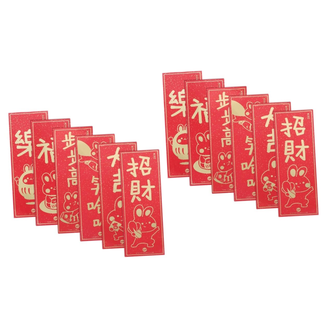 couplets Set， Chinese New Year Decoration,6 Sets Couplet Fu Decorations Window Decals Spring Festival Chunlian