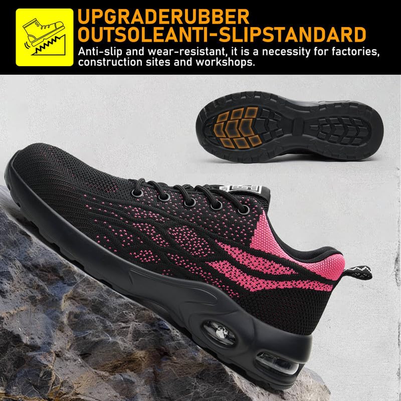 Scarpe Antinfortunistiche Uomo Donna Scarpe da Lavoro con Punta in Acciaio Leggere Air Cusion Scarpe da Lavoro Antinfortunistiche Anti-Smash Anti-Perforazione Traspiranti Antiscivolo Scarpe da Lavoro