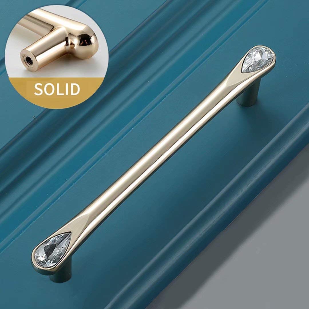 Set Mit 6 Türknöpfen für Küche Und Schrank Türgriffe Im Europäischen Stil Aus Zinklegierung Mit Kristallglasknauf für Schlafzimmertüren Und Schubladen (Lochabstand 128 mm)