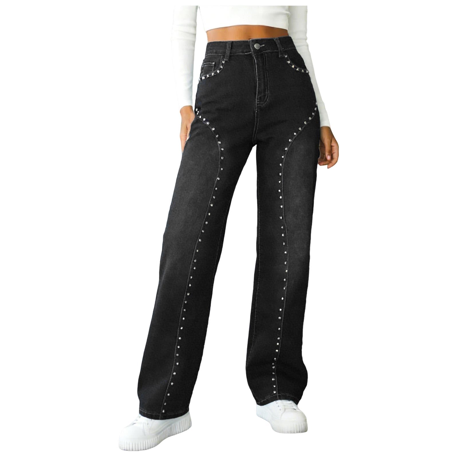 Vaqueros Mujer Tallas Grandes Vaqueros Elásticos Mujer Elásticos Slim De Tiro con Tira De Botones Visibles Elegantes Cintura Alta Ajustados Estilo Urbano