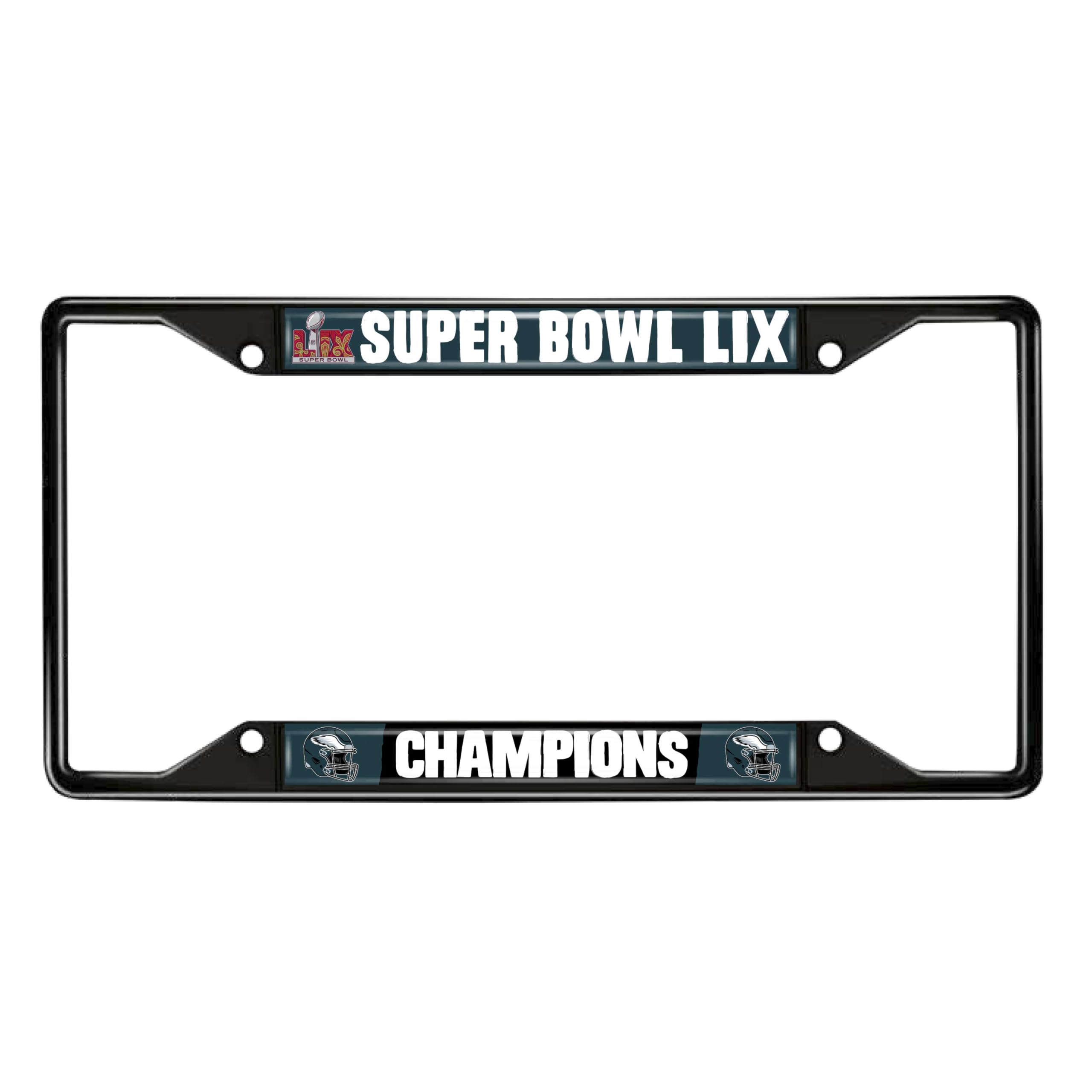 FANMATS 46274 2024-25 Super Bowl LIX Champions - Philadelphia Eagles License Plate Frame - Black | Black | 6.25