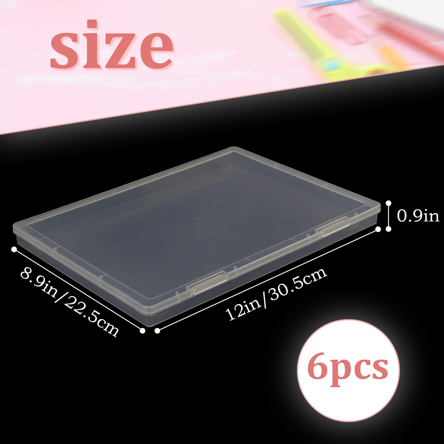 6 Pcs Clear A4 Paper Organizer Boxes - Plastic Scrapbook Storage Containers For Craft Supplies