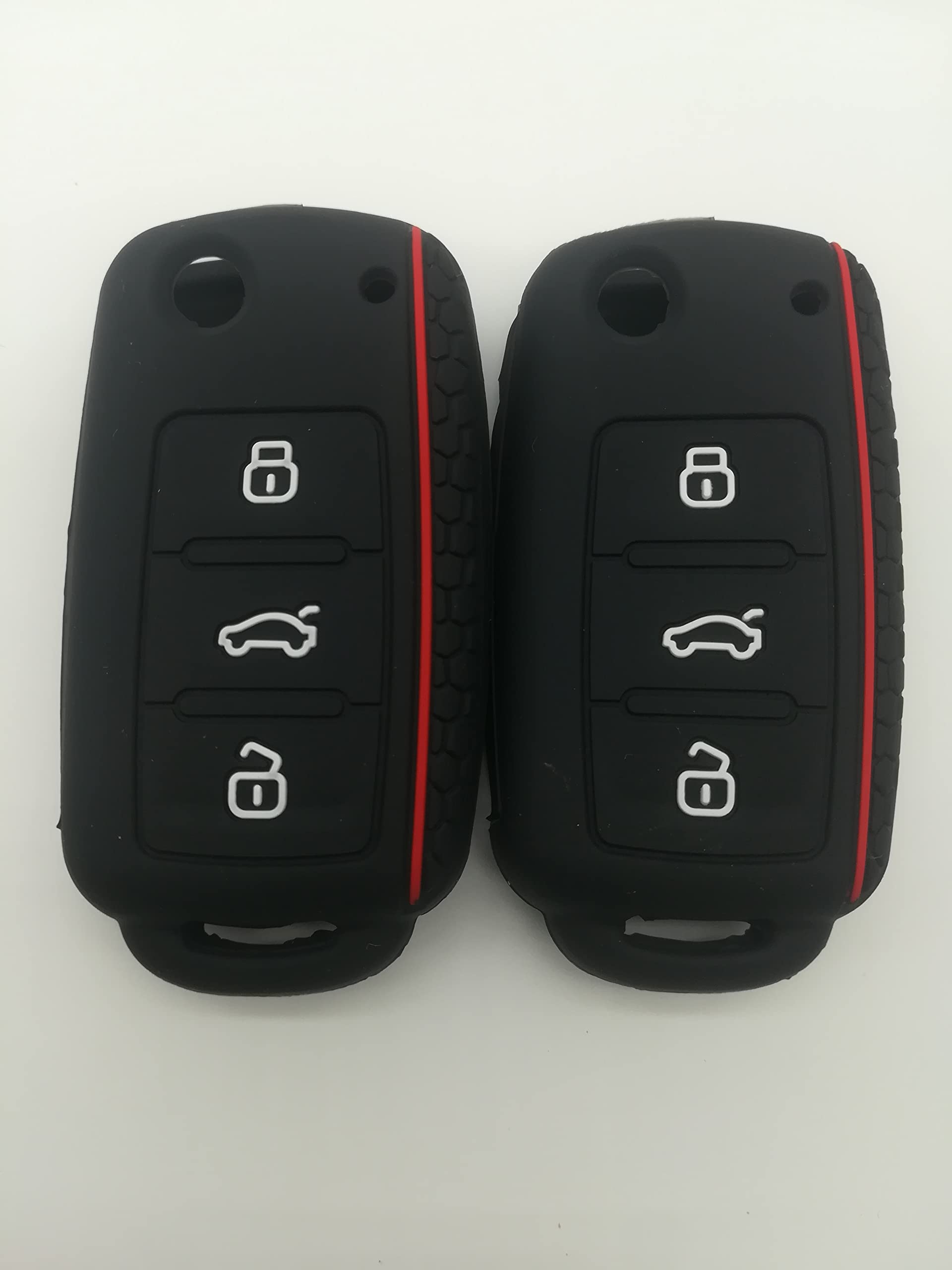 Photo 1 of CCTLKX 2pcs Black Silicone Fob Skin Key Cover for 2010-2016 Volkswagen Beetle GTI Golf Jetta Passat NBG010180T