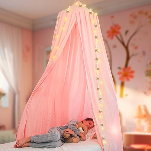 Bollepo Bed Canopy with Lights - Pink Princess Canopy for