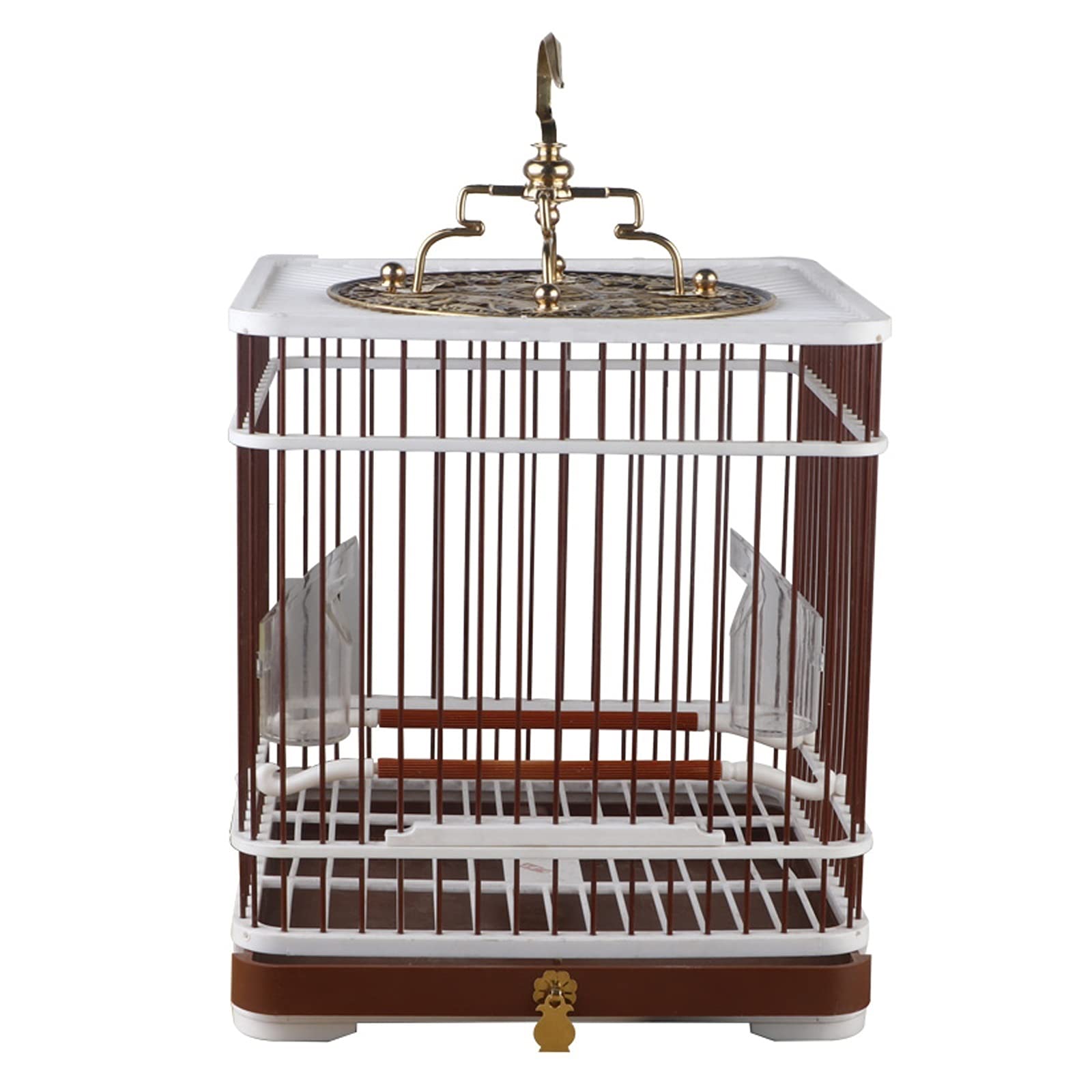 Jaula ligera para pájaros portador portátil y taza de comida para pájaros, jaula de plástico para viajes para pájaros se puede utilizar para múltiples pájaros (tamaño pequeño)