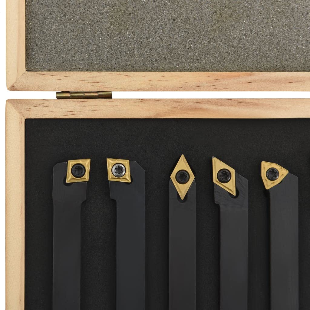 Drehmeißel-Set 12-tlg. mit Wendeplatten 12x12 mm für Metall- und Holzbearbeitung, inklusive Zubehör, ideal für Werkstatt, Baustelle, Heimwerker, langlebig, schwarz, 80 mm