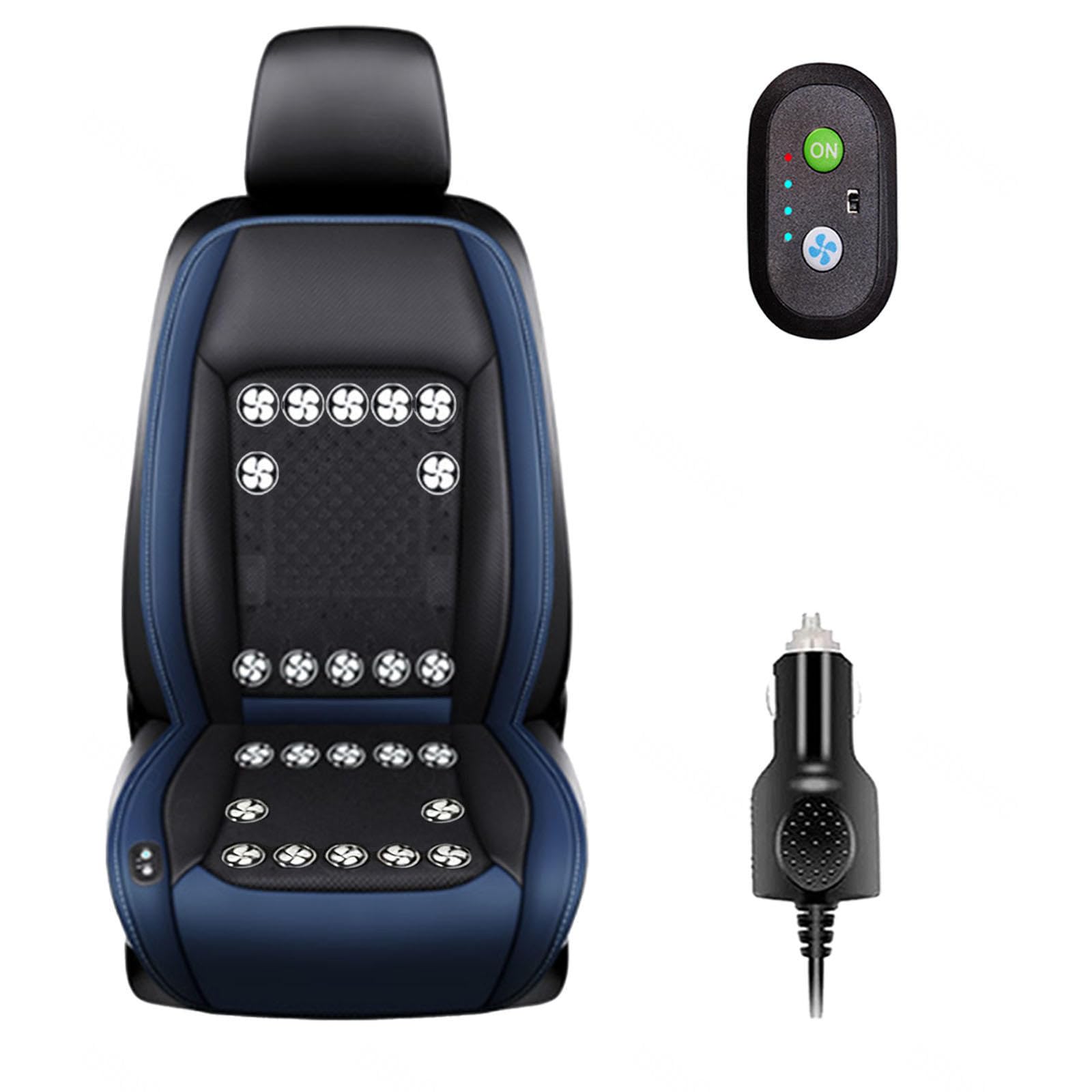LRF-yxkj Cooling Car Seat Cover 12V-24V 3 Cooling Air Speeds Breathable Car Seat Cover for Cars,Suv,Sedans and Pick-Up Trucks,Blue-24V24Fan