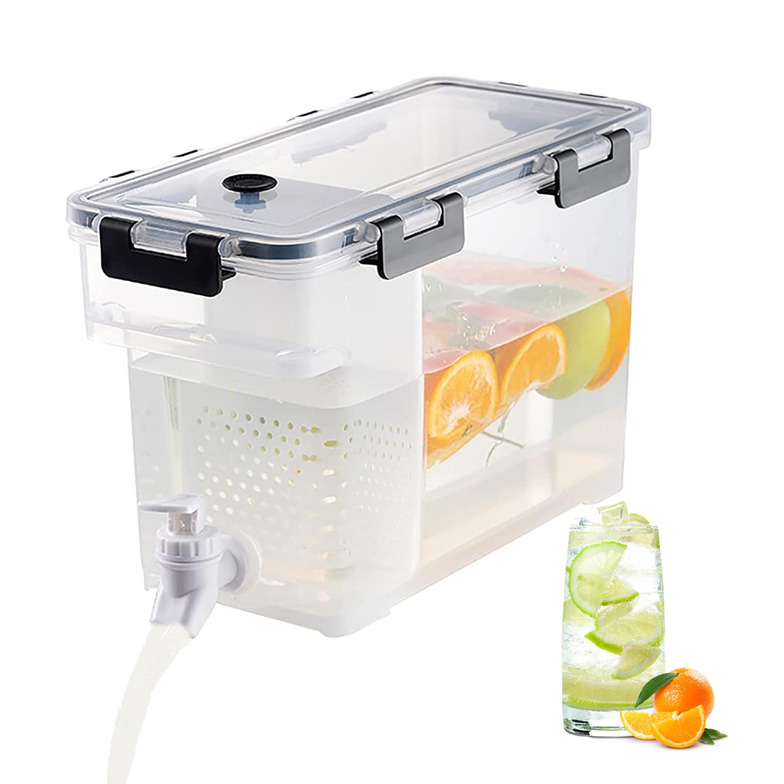 DAGLLGEW 3.5L Water Dispenser for Refrigerator Beverage Dispenser with Tap and Divider Water for Cold Drinks, Large Jug with Faucet