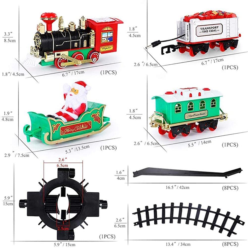 Jeffergarden Elektryczny Zestaw Bożonarodzeniowy Pociąg Dostawczy ABS Santa Express z świetlnym Dźwiękiem Tor o średnicy 88 Cm Zasilanie Akumulatorowe do Wakacji Pod choinką Pomysłowa Zabawa