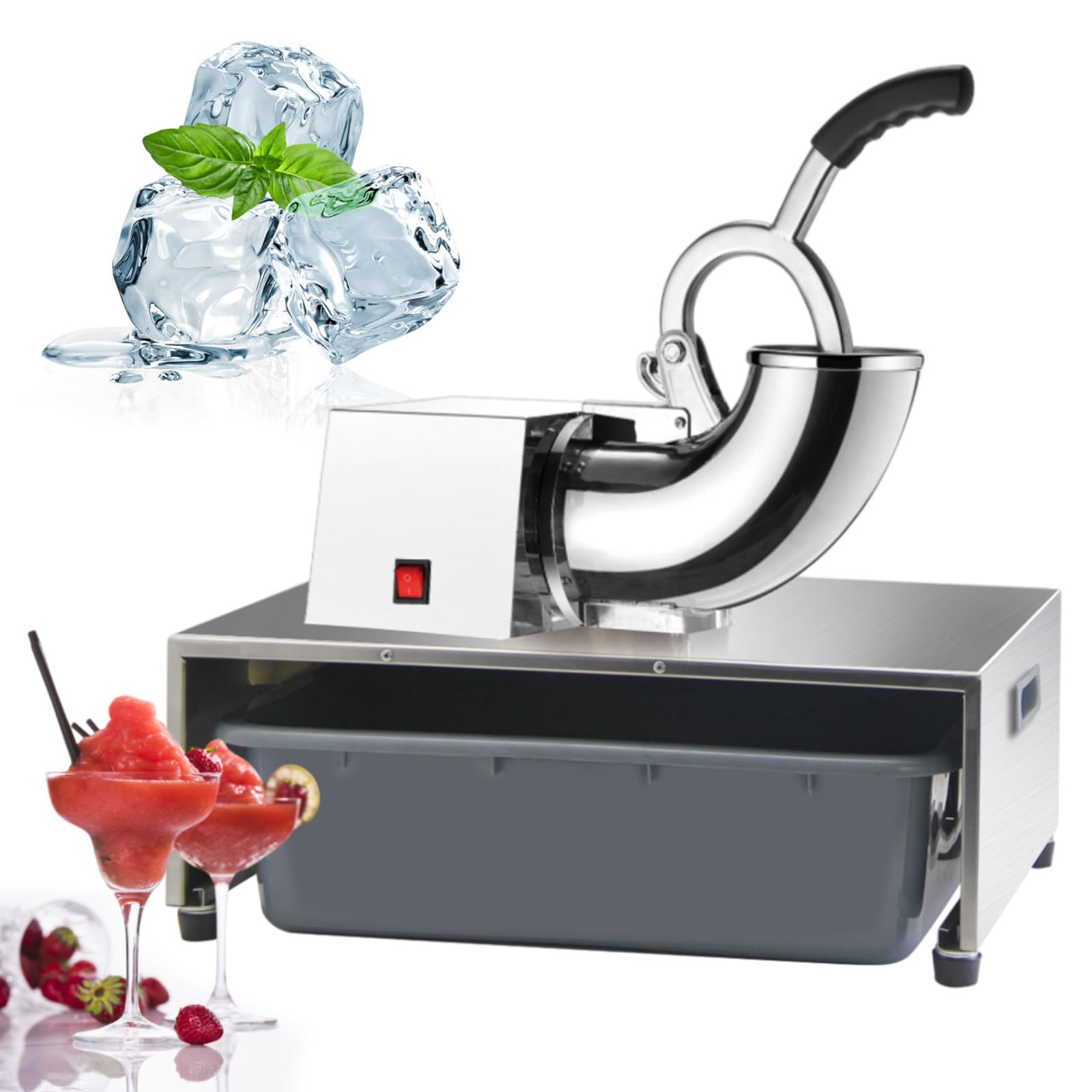 Máquina eléctrica para raspar Hielo, trituradora de Hielo de Acero Inoxidable para Conos de Nieve, granizados, Batidos y cócteles, raspado rápido.
