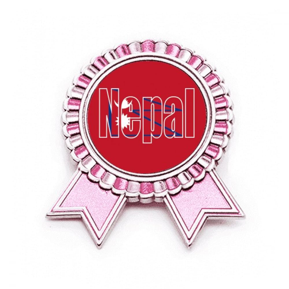 Broche drapeau du Népal style Art déco en métal rose M, cadeau idéal - 4