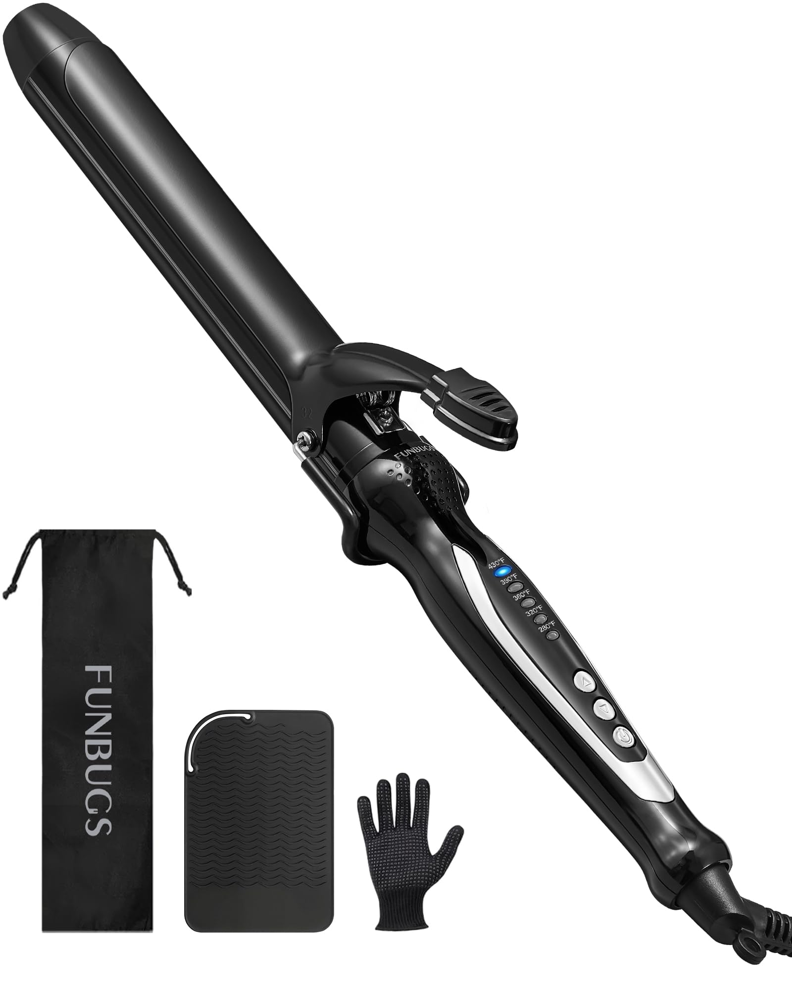 1 25 Double Ceramic Long Barrel Curling Iron - 8 Extended Wand 5 Heat Settings Dual Voltage Auto