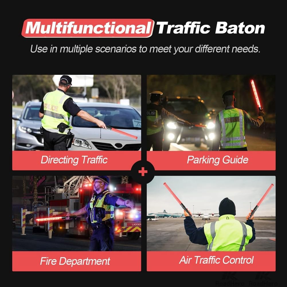 Bâtons de Signalisation, Bâtons de Sécurité, Bâtons de Signalisation pour le Stationnement et les Aéroports, 21 Pouces, 10 Pièces