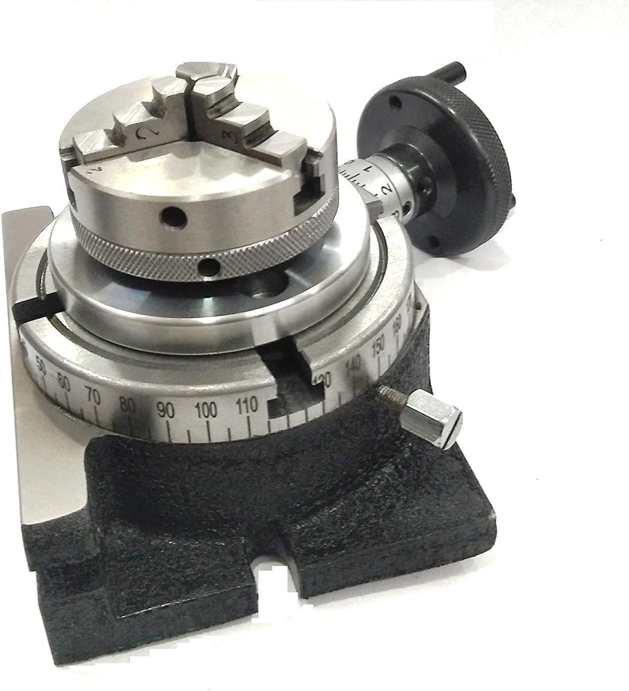 Buyohlic 4"/ 100 mm Regular Rotary Milling Table With Small Chucks with 65 mm 3 Jaws Self Centering Chuck