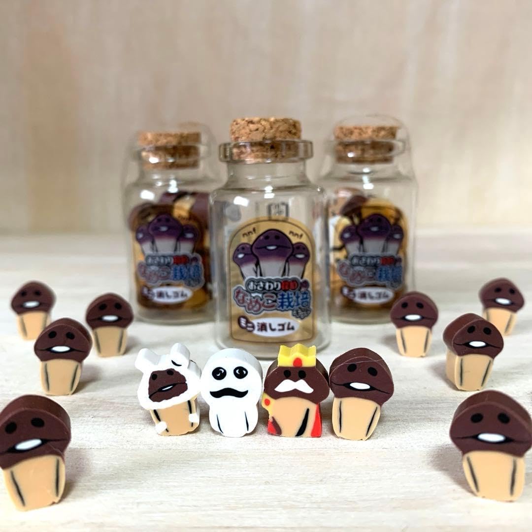 ‪‪おさわり探偵なめこ栽培キット ミニ消しゴム ビン入り3個まとめ売り