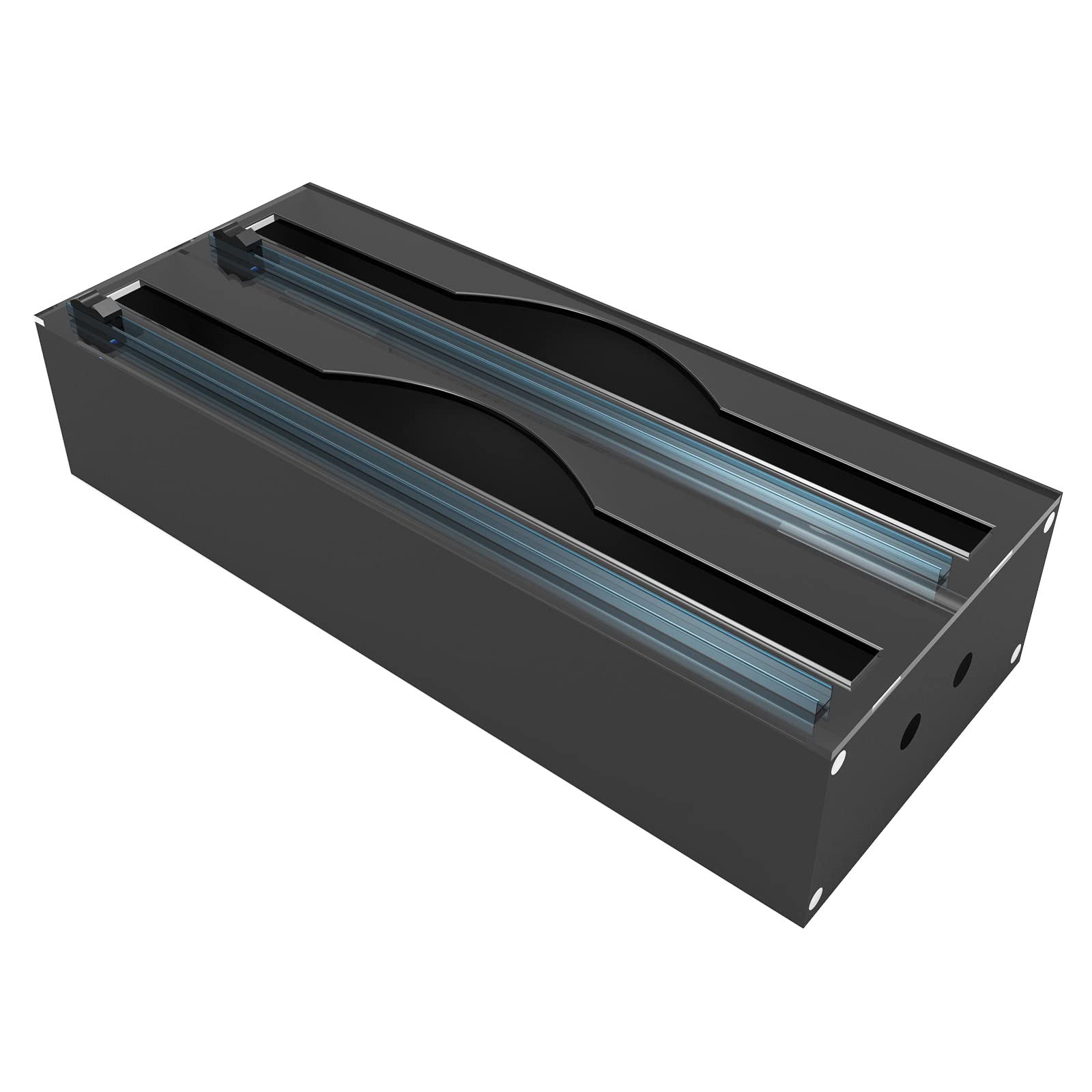 Acrylique Distributeur Papier Aluminium/Film Alimentaire avec Coupe,Distributeur D'Organisateur d'emballage en Papier Parchemin en Aluminium pour Tiroir De Cuisine, 2 Fentes