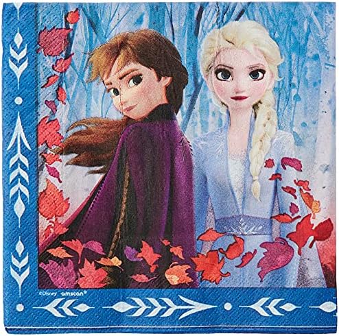 amscan Frozen 2 Birthday, Anna & Elsa Luncheon Napkins, 6.5" x 6.5", 16 Ct. Multicolor