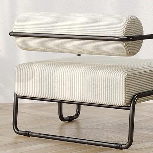 Miniatura 4 de Silla decorativa moderna, sillón industrial de gran tamaño, con patas de metal, silla de acento ancha, silla tapizada de tela de pana para Beige
