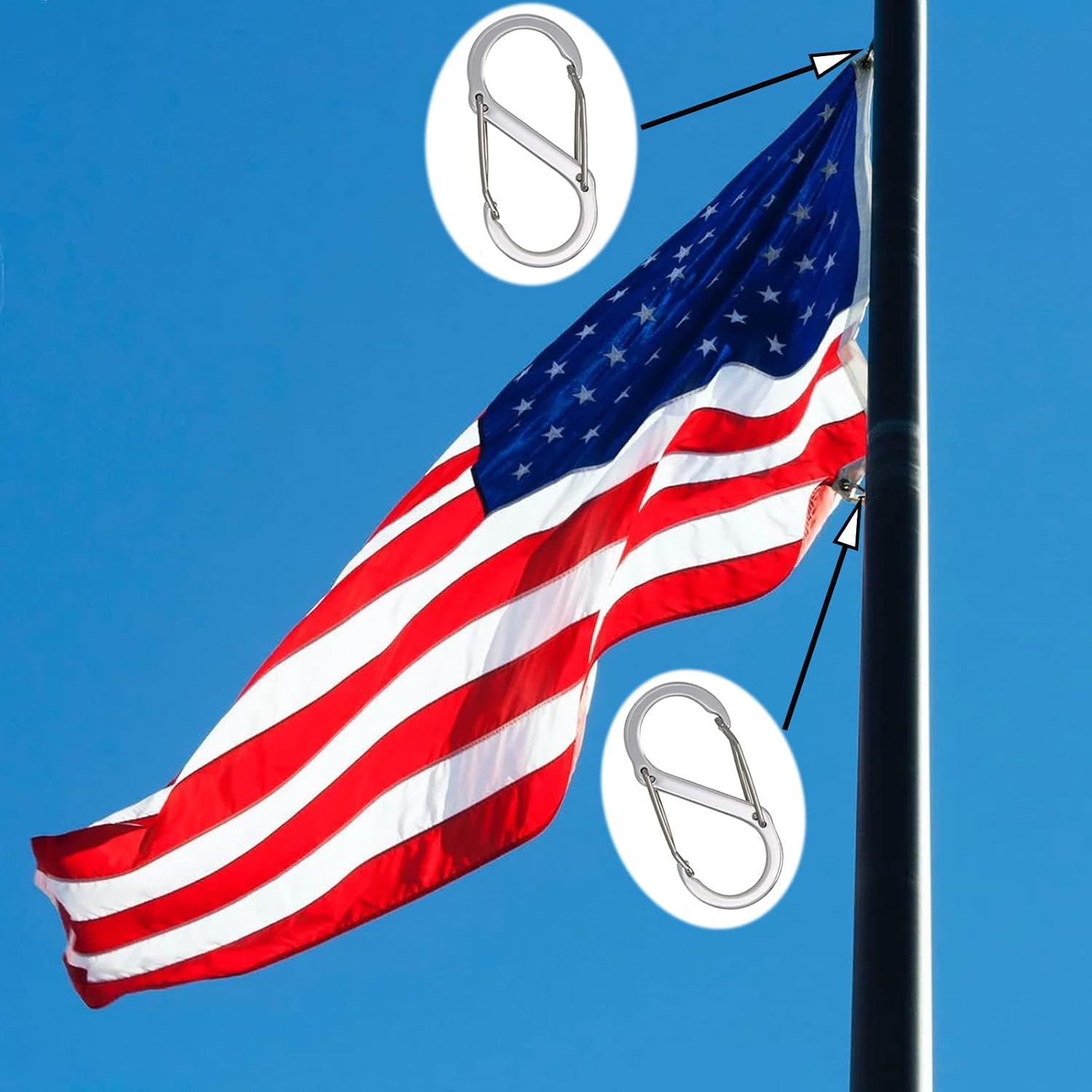 Flag Pole Clip Snap Hooks, 6 PCS