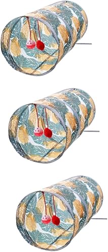 Miniatura 1 de POPETPOP 3 piezas de túnel de mascotas plegable para gatos, juguetes interactivos para gatos, túnel de cama, accesorios de conejo para conejos,