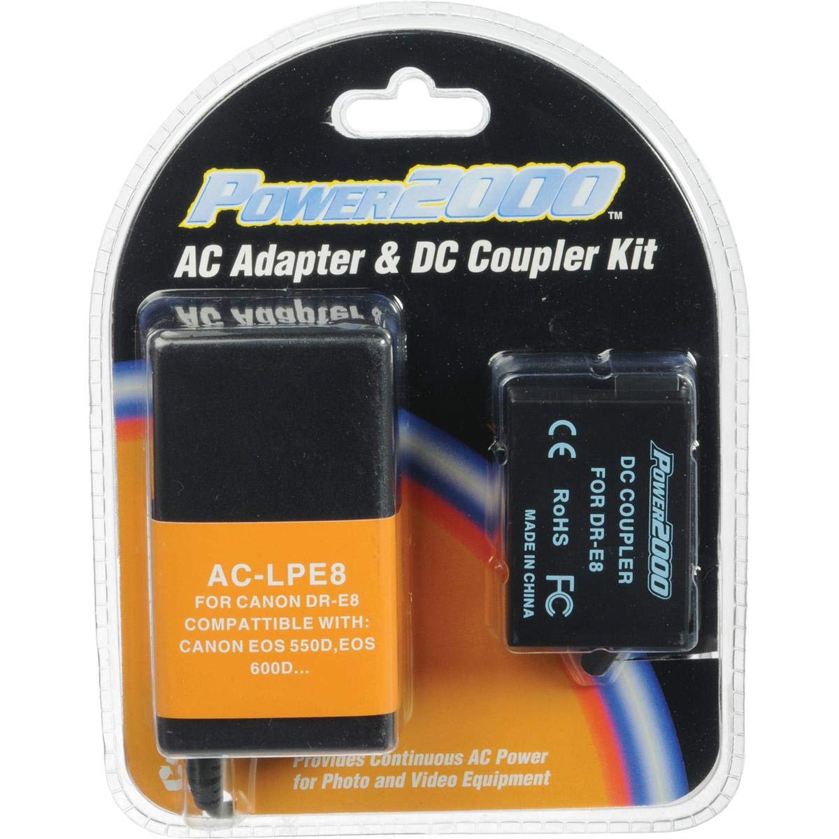 Power2000 AC Adapter & DC Coupler Kit for Canon DR-E8