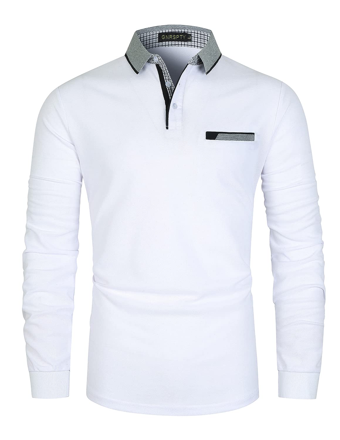 GNRSPTY Polo Manica Lunga Uomo Maglietta Denim Collare Maglia Elegante Cotone T-Shirt Golf Tennis Lavoro Camicia