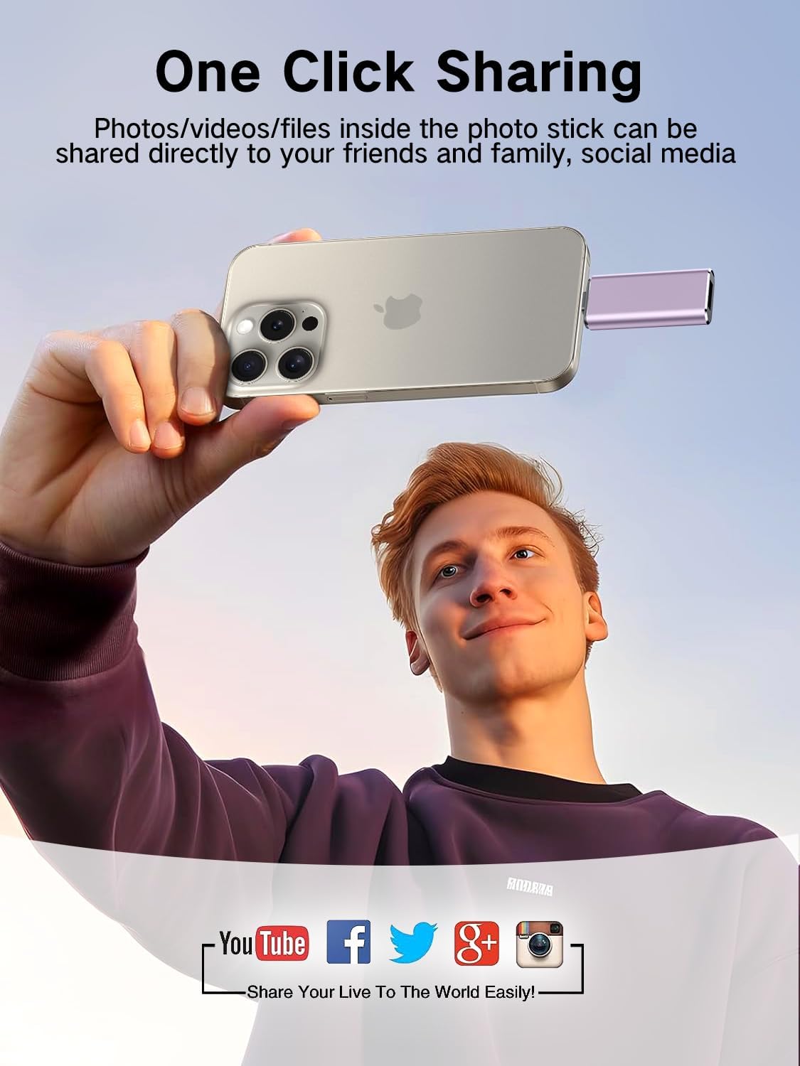 512GB Flash Drive Intended for iPhone, Memory Stick Storage Files Photos Videos Backup, Compatible with iPhone iPad Android PC, Plug and Play, No Application Required (Purple)