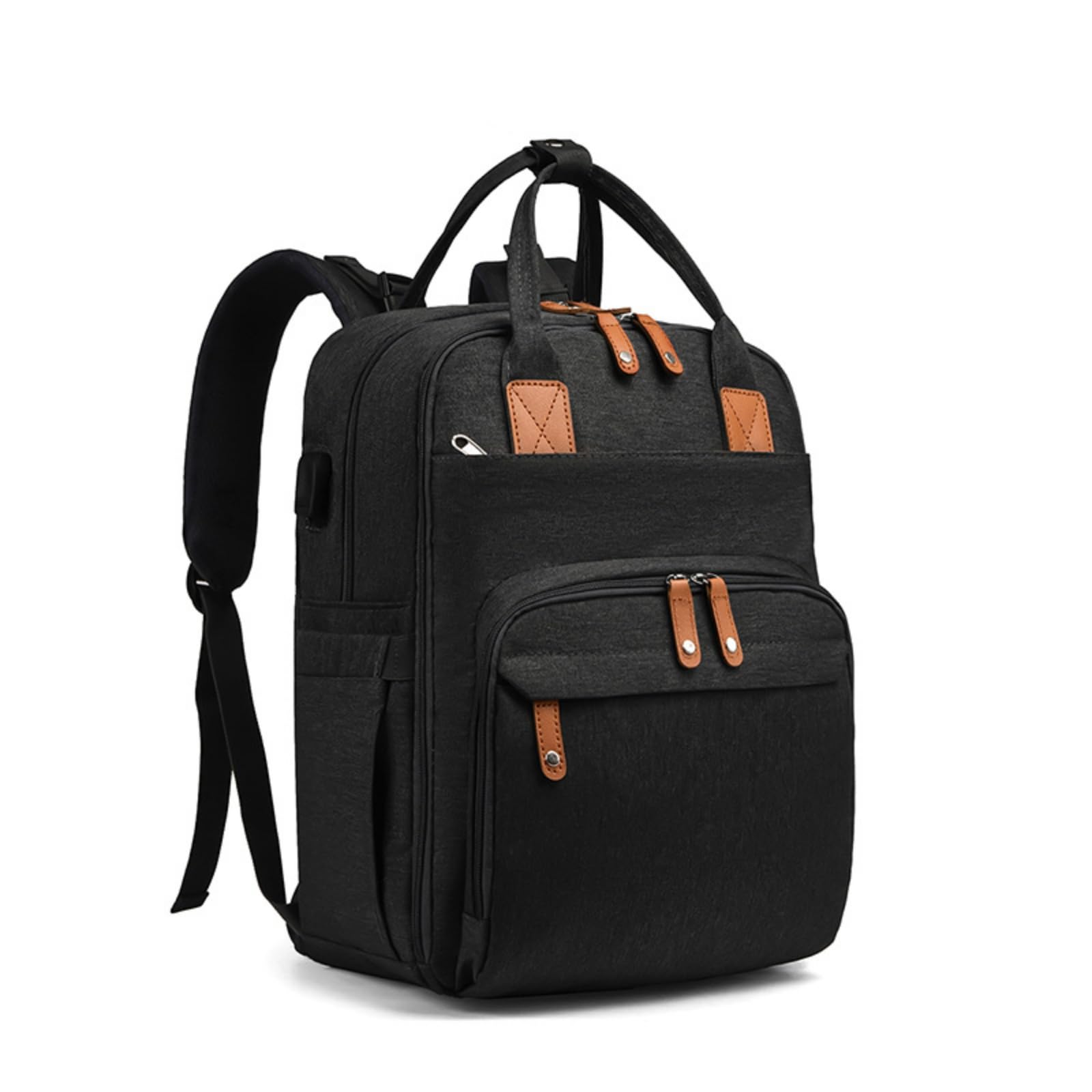 Almencla Zaino Fasciatoio Borsa Neonato Zaino Mamma Zaino Pannolini Culla Portatile con Struttura Rettangolare E Manico Superiore per Trasporto Adatto a Gite, Nero, Nero