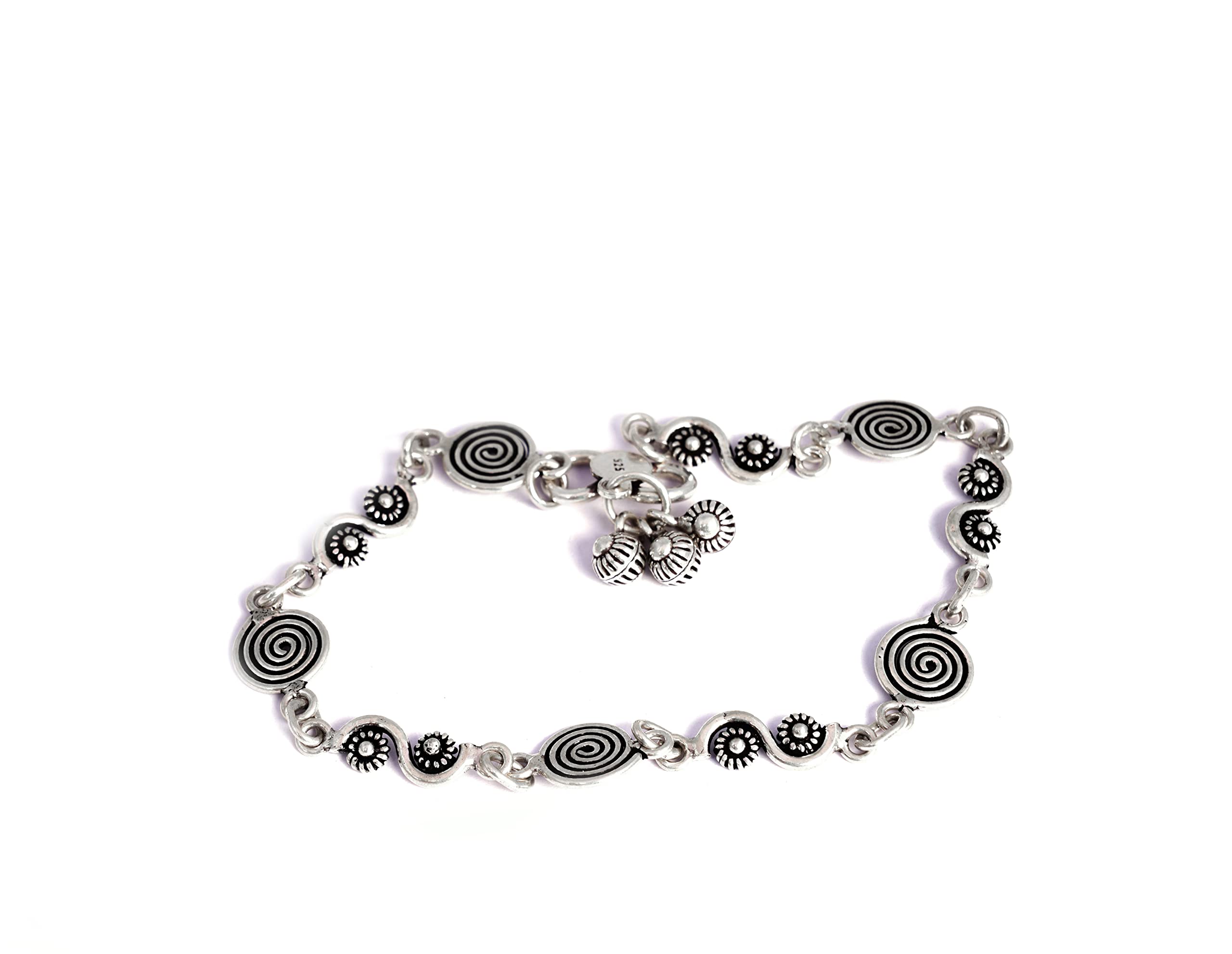 925 Sterling Silver Mizoya Intricate Anklet Pair For Women/Girls | Traditional Oxidised Silver Minimal Payal Pair Gift for Her | Well Stamped with 925 |Gift For Women & Girls-image-35