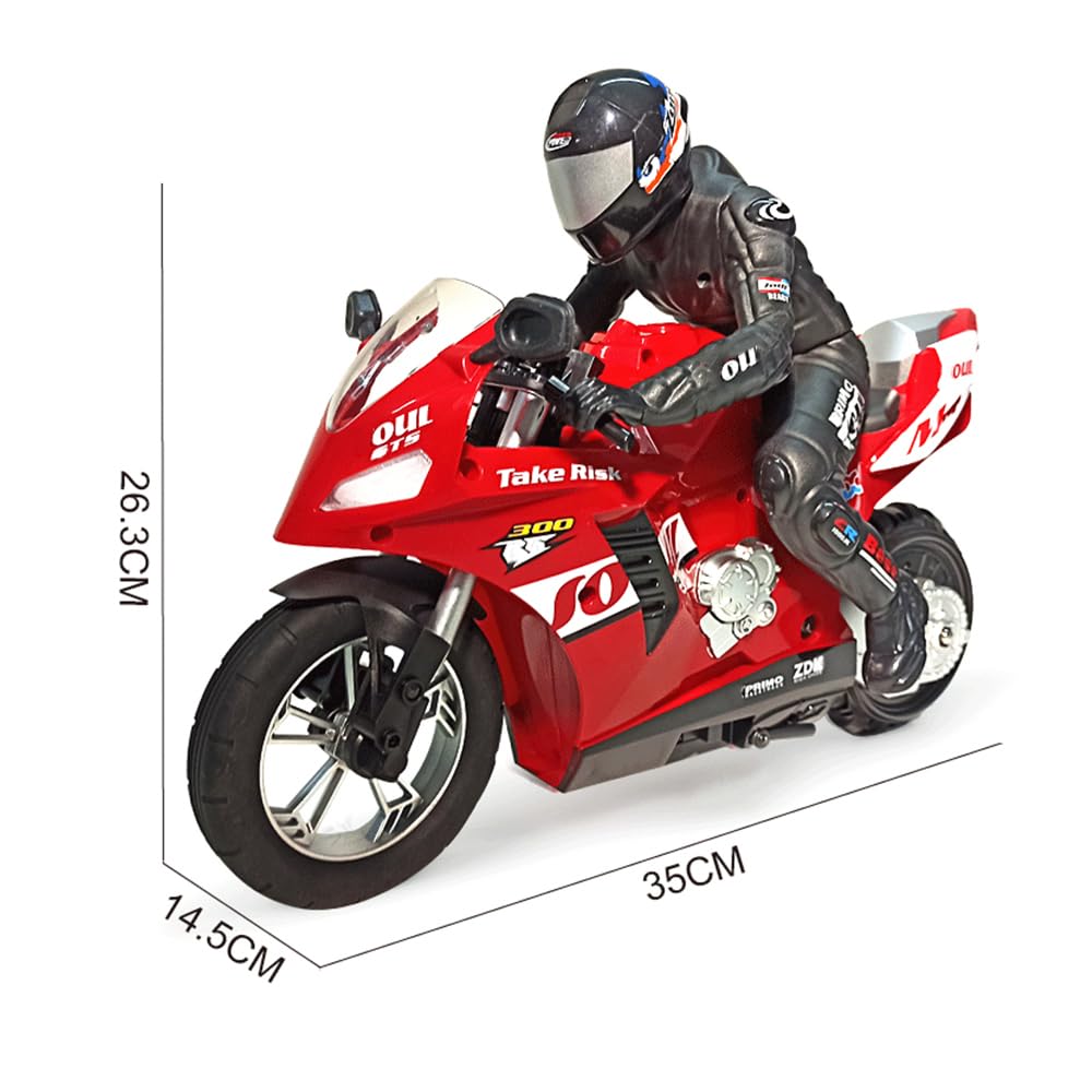 Jemora Moto cascadeuse télécommandée Moto cascadeuse Auto-équilibrée 1/6 2.4G Moto télécommandée tournant en Place/équilibre Auto-stabilisant/dérive à 360 ° 2 Batterie
