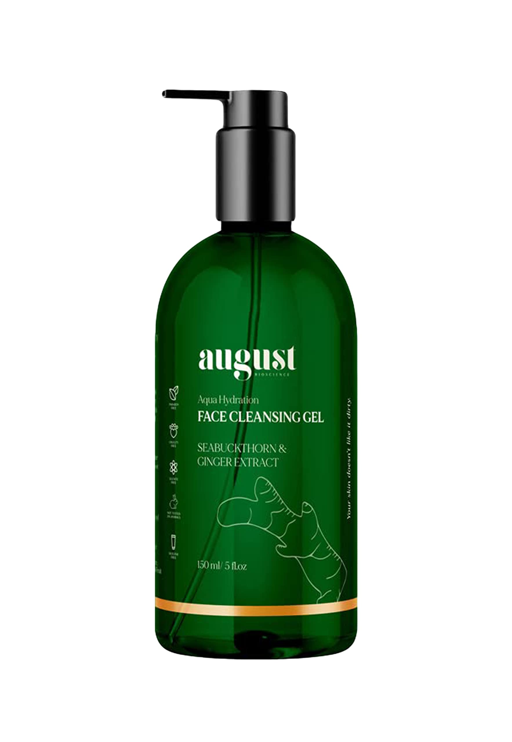 Face Cleansing Gel Aqua With Sea Buckthorn & Ginger Extract 5 Fl Oz (150 ml) for Men & Women