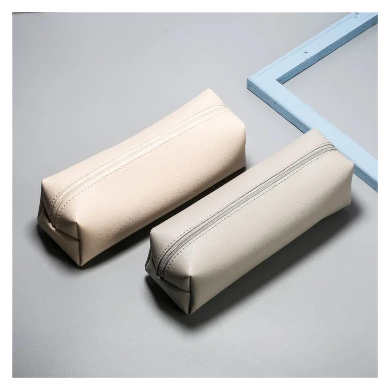 Astuccio in pelle PU for studenti | Grande capacità, cerniera, stile coreano, multiuso, portaoggetti for cancelleria(Light Green)