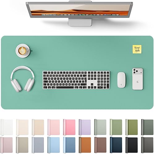 Miniatura 104 de YSAGi Protector de escritorio de piel, alfombrilla de oficina, alfombrilla grande para ratón, alfombrilla antideslizante de piel sintética, Azul