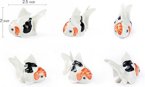 Miniatura 3 de Pez de oro de fantasía blanco negro naranja de 2 pulgadas de largo, soporte de incienso de cerámica, quemador, cenicero de porcelana, oranda, pez
