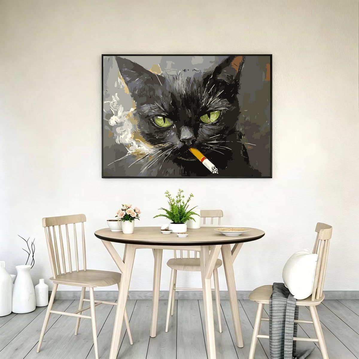 GEMFAMILY Paint by Numbers Cat DIY Painting On Canvas,by Number Smoking Cat in Stained by Numbers Kit for Adults Beginner,Acrylic Simple Oil Paint by Number Kits for Home Wall Decor 16 x 20 inch image 4