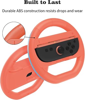 NBCP Steering Wheel for Nintendo Switch Joy-Con [2-Pack Red & Blue] - Compatible with Mario Kart 8 Deluxe - Accessory for Nintendo Switch - Steering Wheel Holder