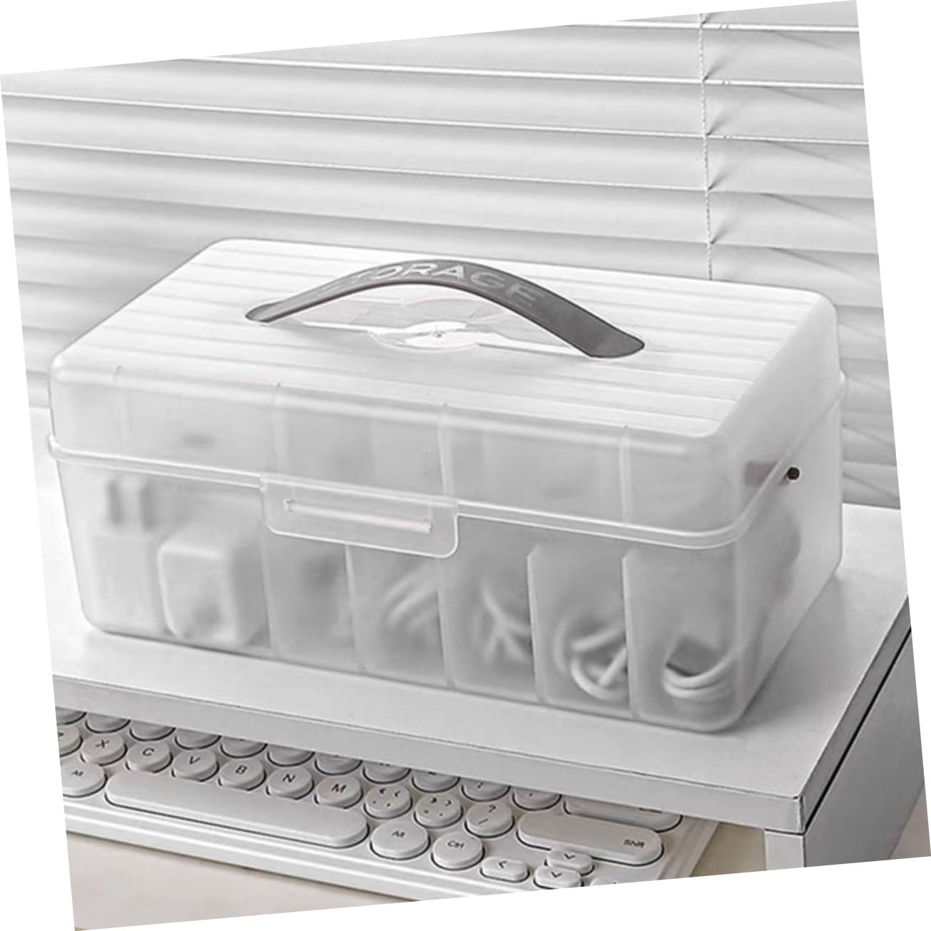 Box Organizer Per Cavi Elettronici Contenitore Multiuso Per Caricatori e Accessori Design Portatile e Trasparente Per Scrivania e Casa Soluzione Per La Gestione Dei Cavi