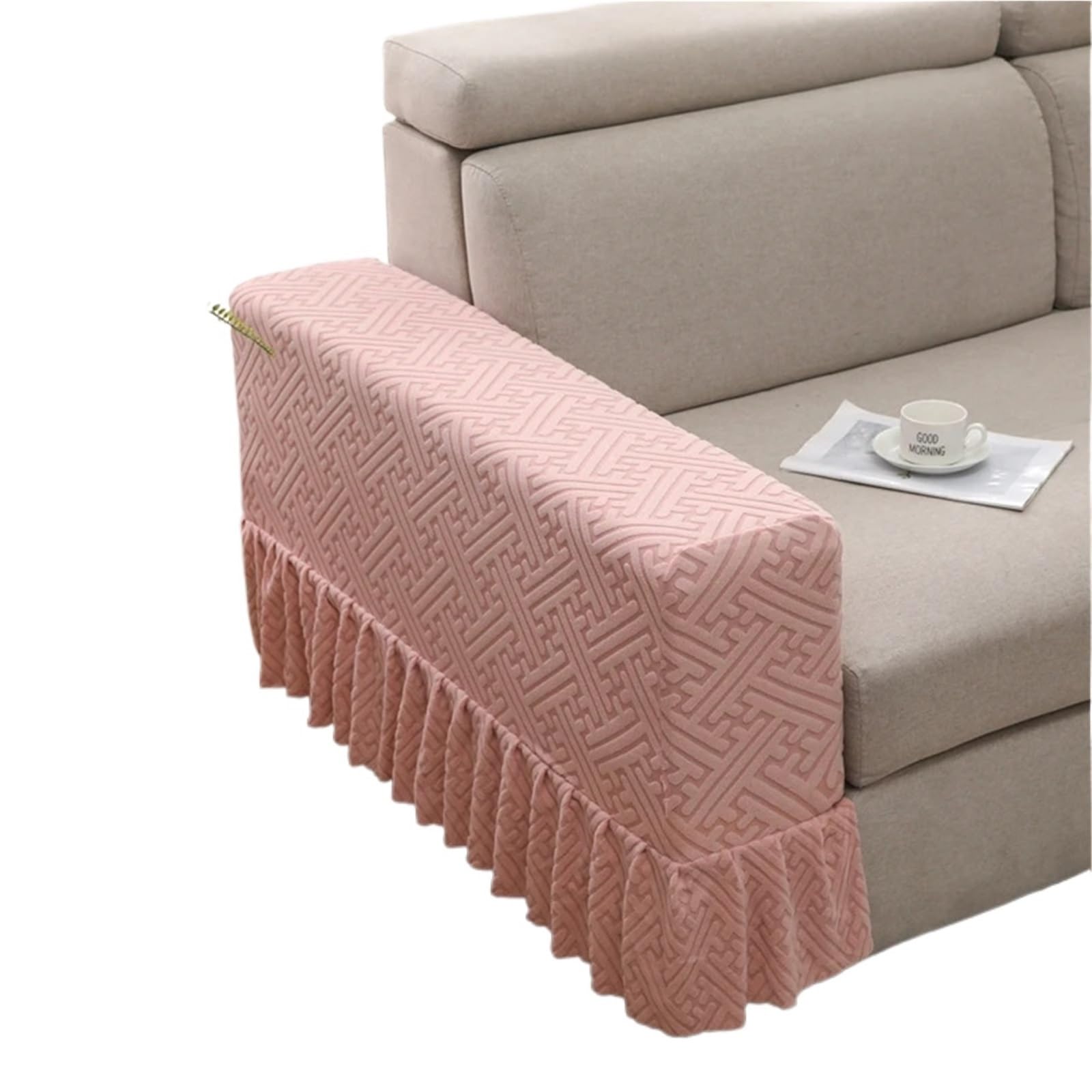 Bryske 4pcs Jacquard Armrest Slipcover Stretch Chair Covers Armchair Sofa, Single Couch Furniture Protector For Living(Pink)