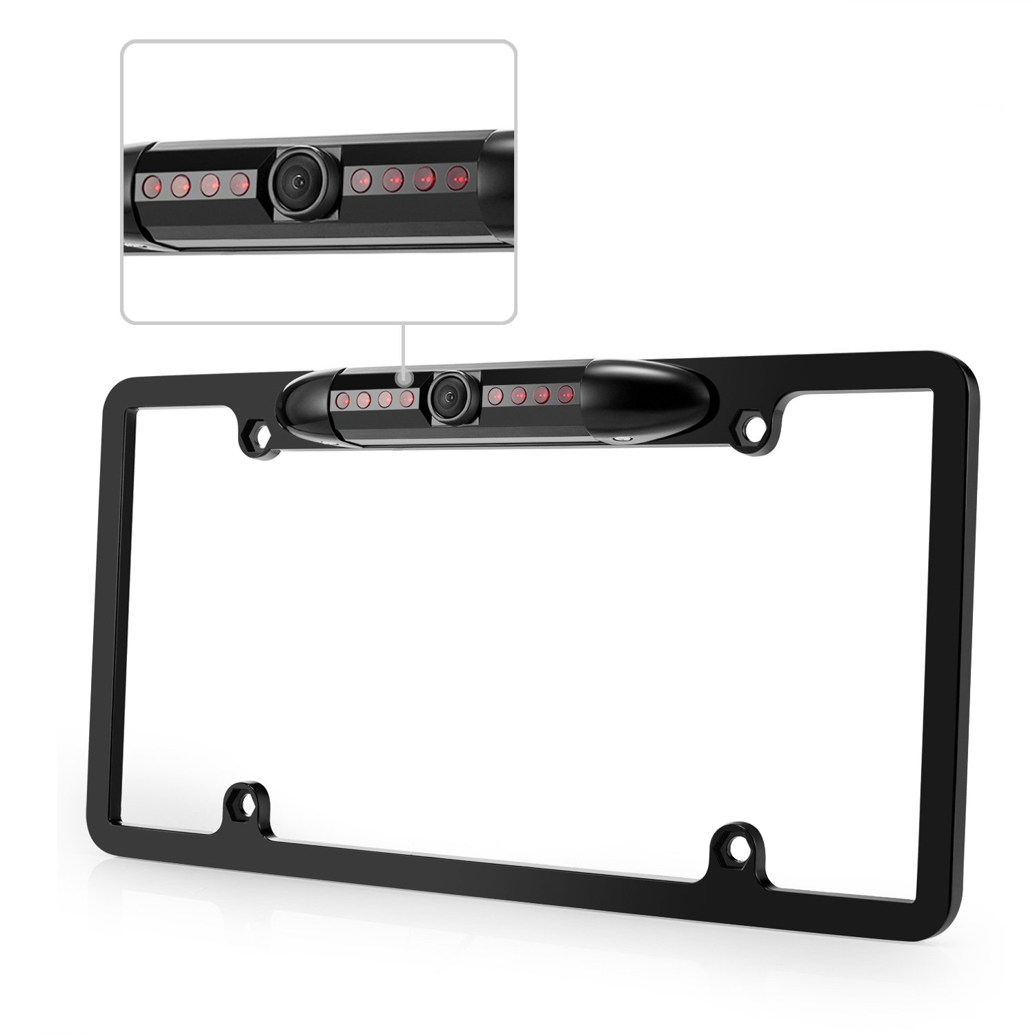 LED Car License Plater Rear View Backup Camera with HD Infrared Night Vision and 170 Degree Waterproof for Truck & Cars