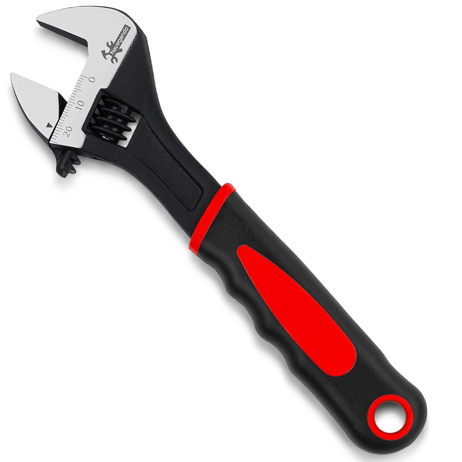 Navegando 8 Inch Adjustable Wrench, 200mm Drop Forged Adjustable Spanner, High Carbon Steel, Anti-Slip Handle, 24mm Max Opening for DIY & Plumbing