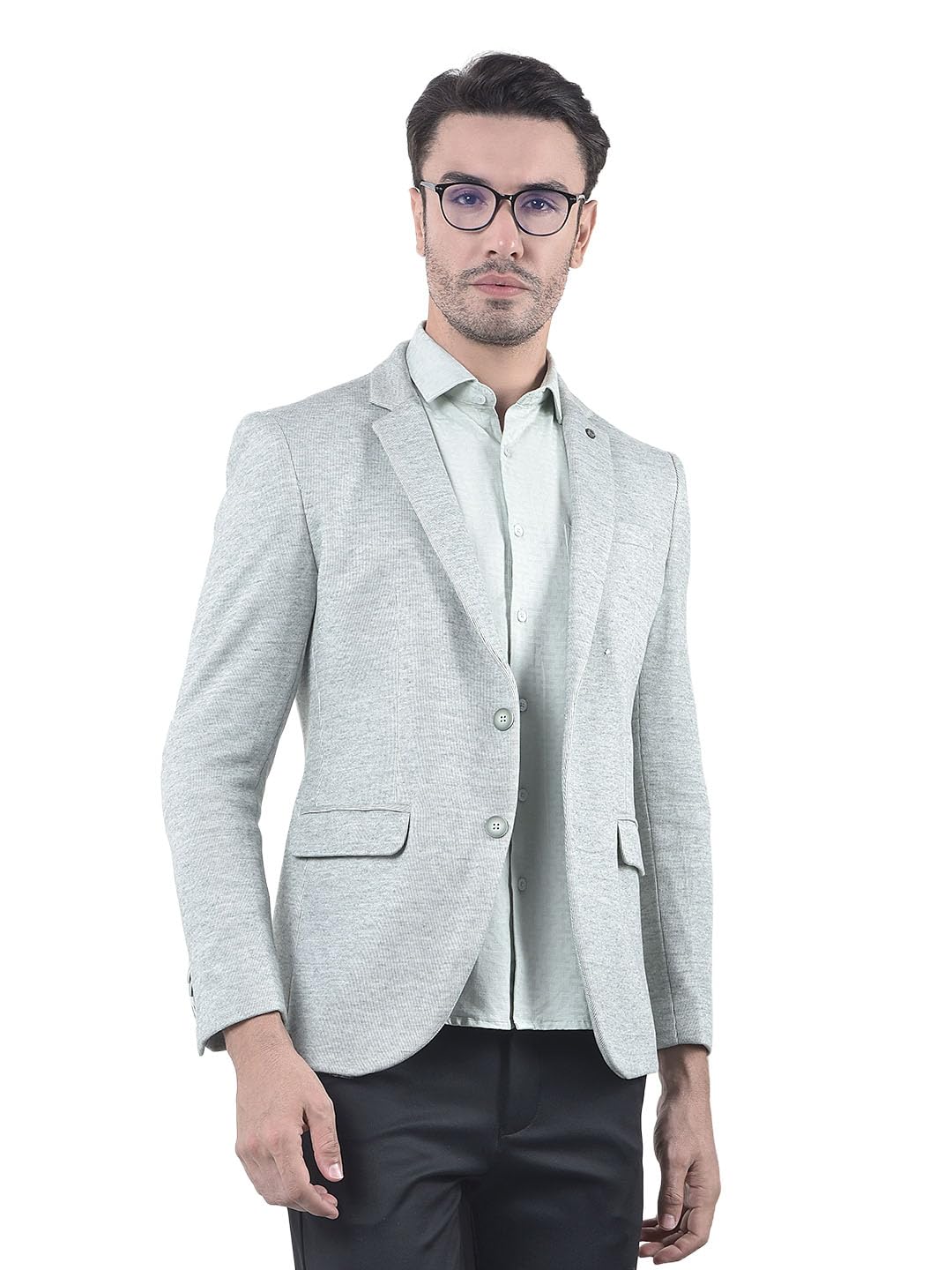 crimsoune club Men's Green Notched Lapel Single-Breasted Blazer-picture-27