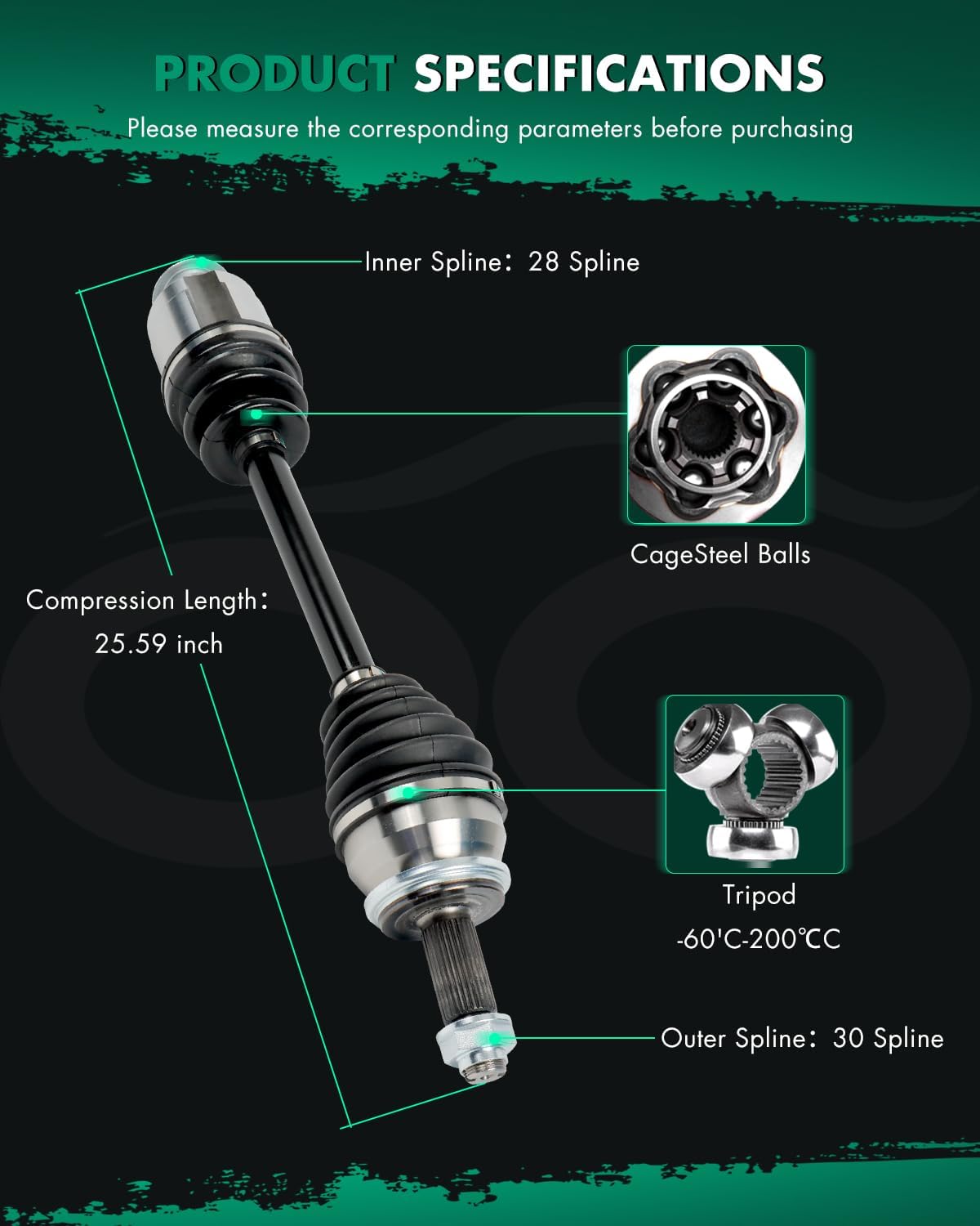 SCITOO Front CV Axle Shaft Assembly Fit For Hyundai for Palisade 3.8L 2020-2021 Right Passenger Side 49501S8450,NCV37132