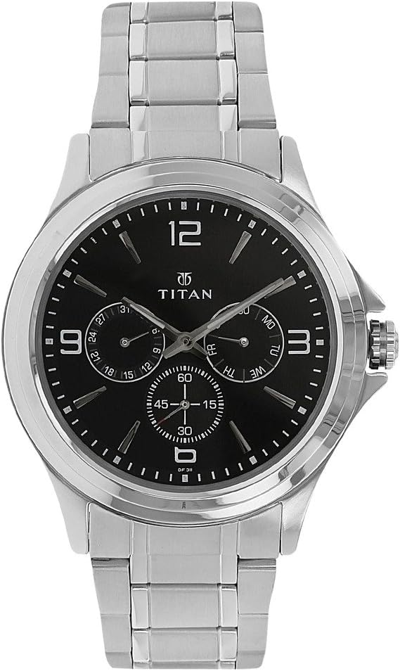 Men Stainless Steel Analog Black Dial Watch-Nl1698Sm01/Nr1698Sm01, Band Color-Silver