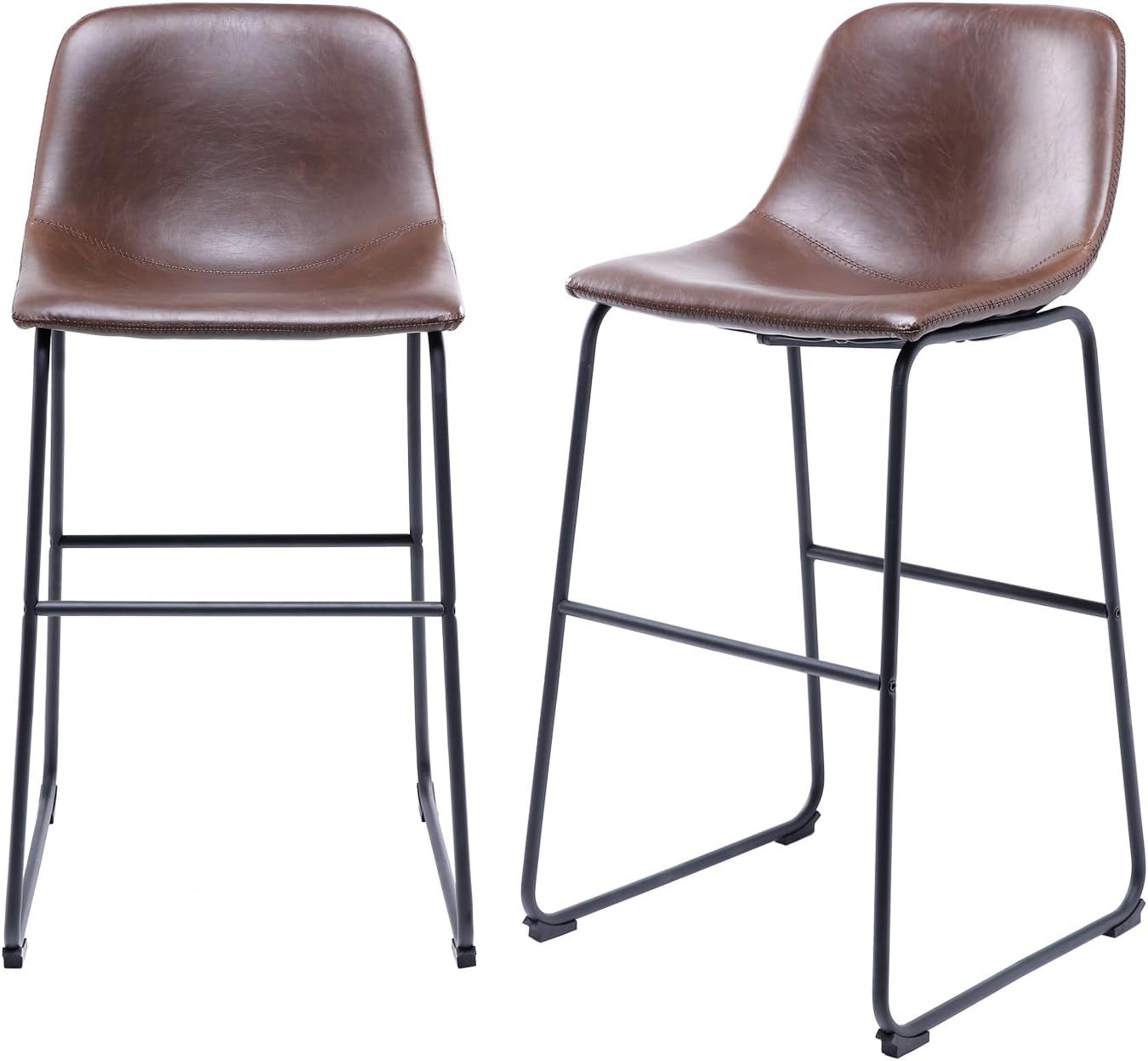 Amazoncom Tavr Pu Leather Bar Stools With Back And Footrest Set Of 2 Brown Modern Bar Stool Chair Height For Pub Coffee Home Dinning Kitchen Everything Else