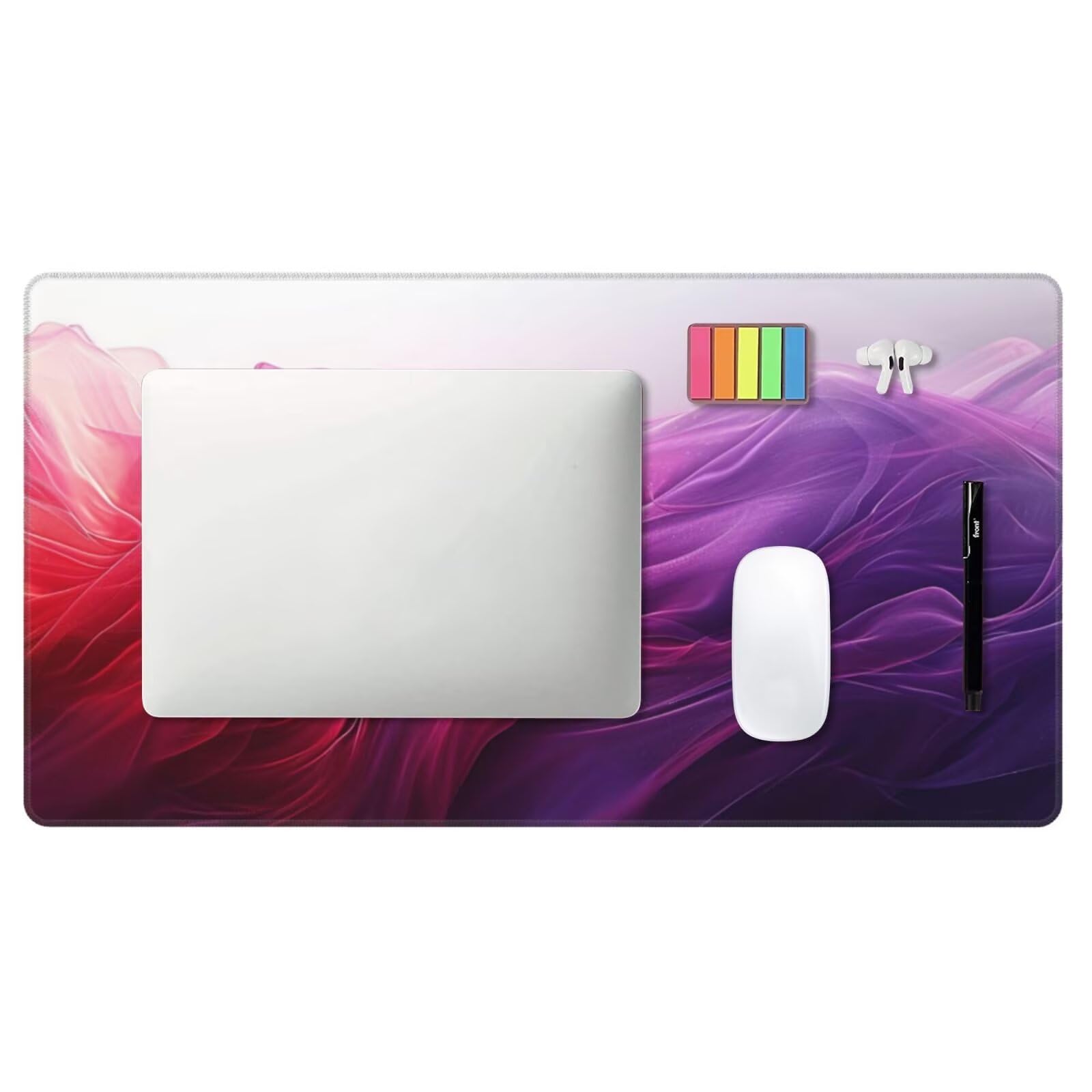 Alfombrilla de Ratón Gaming Grande XXL 1400x600x4mm con Bordes Cosidos, Tela de Micro Tejido, Base Goma Antideslizante y Mouse Pad, para Teclado Jugadores Escritorio, PC, Oficina Lineas Moradas Y6862