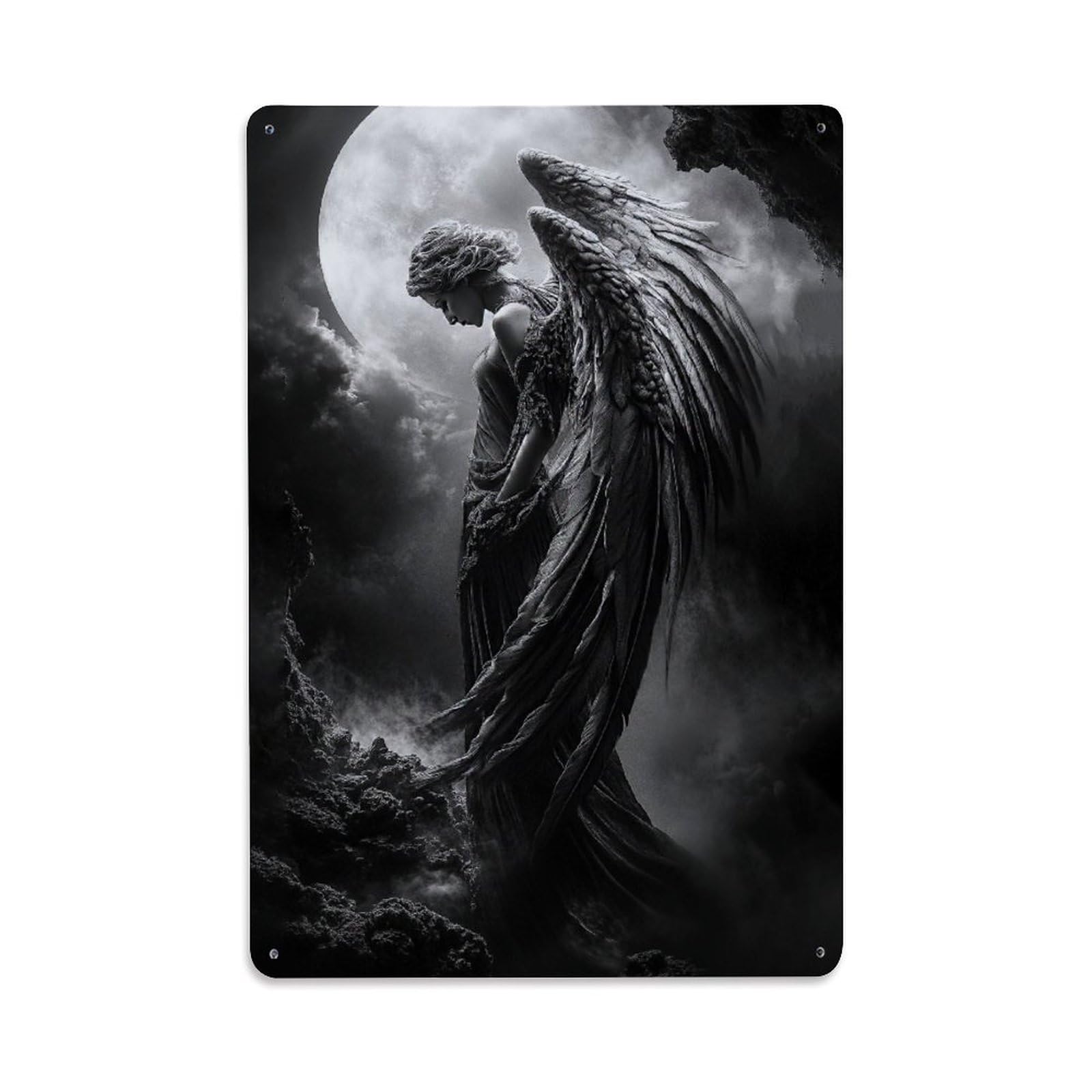 Zen Gothic Christ Archangel Michaei Spiritual Symbol Sacred Metal Tin Sign Plaque Wall Decor for Cafe, Man Cave, Club Bar, Office, Home Garden Round Metal Poster 8x12Inch