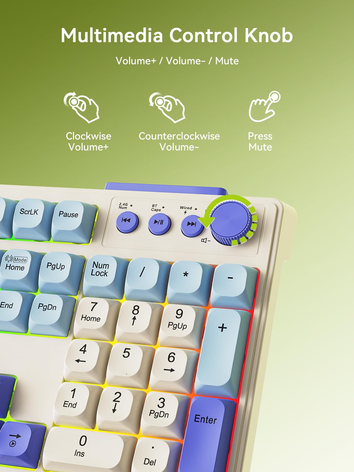 XISOGUU Combo de teclado y mouse inalámbricos Bluetooth, batería recargable de 2000 mAh, retroiluminación RGB, teclado antighosting con sensación mecánica + ratones 6D 4800DPI para PC