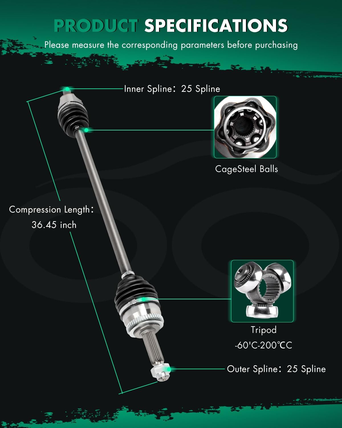 SCITOO Front Right Passenger Side CV Axle Shaft Assembly Fit for Dodge Attitude,for Hyundai Accent,for Kia Rio,for Kia Rio5 1.4L,1.6L NCV75538,66-3453