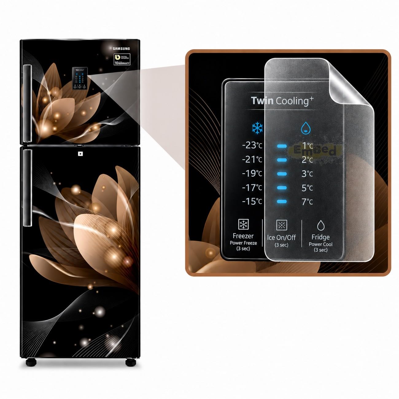 embed matte finish refrigerator display screen guard compatible with samsung rt34m5438b8/hl, anti glare protective film for digital control panel, anti fingerprint and scratch protection